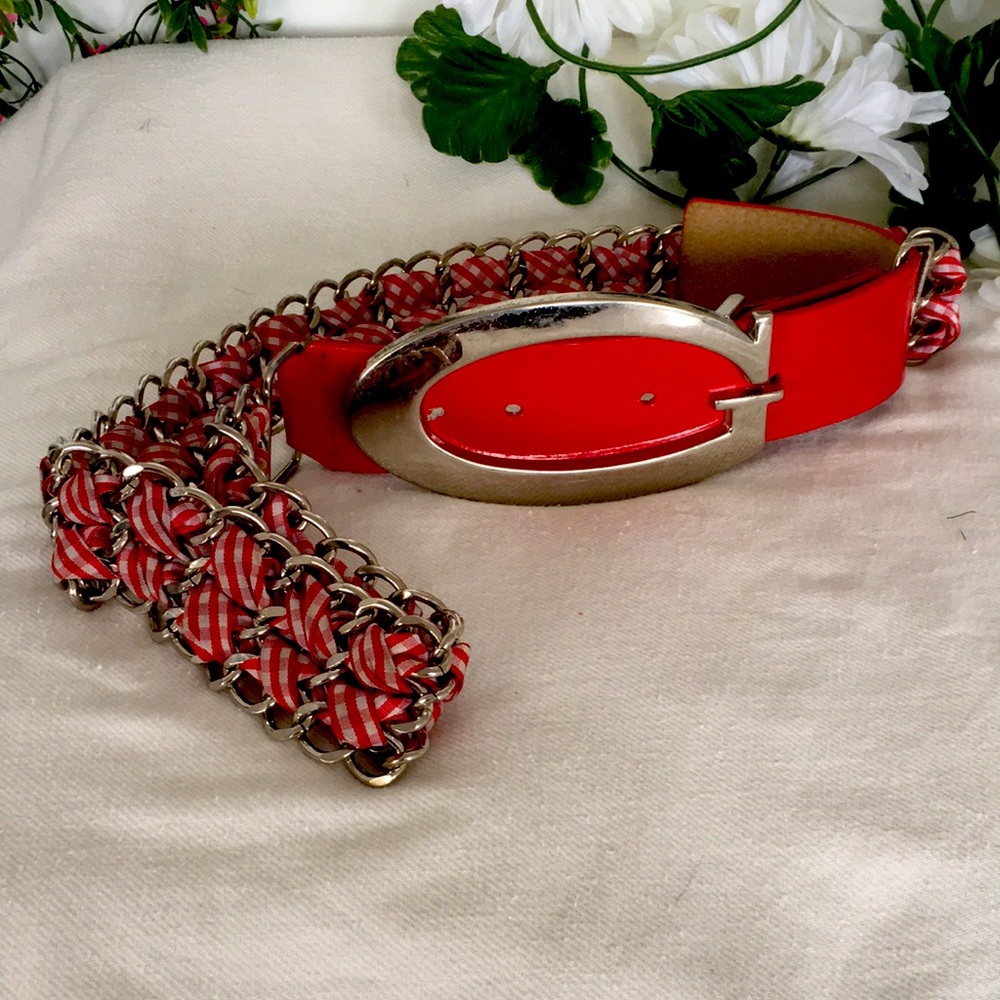 Chain Belt with Metal Woven Detail - Boho Western Belt - Fits S-M
